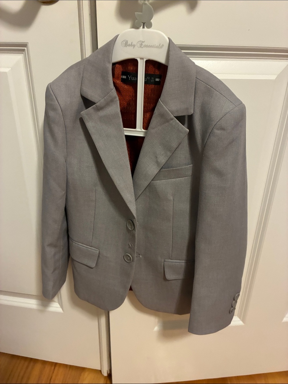Yuan Lang Boys Gray Blazer Jacket - Classic Tailored, Size 5